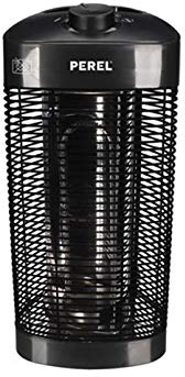 Perel Calefacción de terraza móvil, 1200 W, con protección contra la tapa, 2 niveles de calentamiento, oscilantes, resistentes a proyecciones de agua, metal, negro