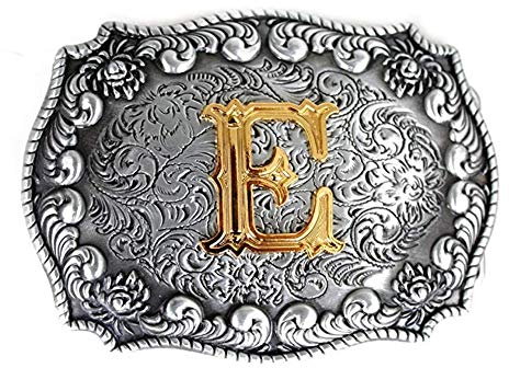 Herren-Gürtelschnallen, englischer Buchstabe in 3D, Westernstil, Cowboy-Alphabet, Initiale, Gürtelschnallen für Herren Gr. onesize, e