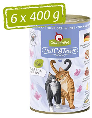 GranataPet DeliCatessen Thunfisch & Ente, Nassfutter für Katzen, Katzenfutter für Feinschmecker, Futter ohne Getreide & ohne Zuckerzusätze, 6 x 400 g