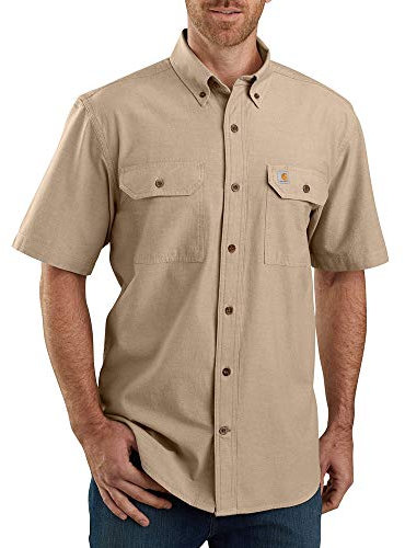 Carhartt Men's Loose Fit Midweight Chambray Short-Sleeve Shirt, Dark Tan Chambray, M