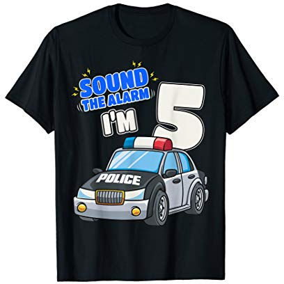 Kinder-Polizeiauto 5 Geburtstag 5 Jahre Polizist Offizier T-Shirt