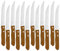 Juego de 12 Cuchillos de mesa con mango de madera natural, Cuchillo de Carne Acero Inoxidable - Hoja de Sierra