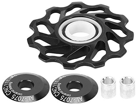 Keenso Fahrrad Schaltwerke Führungsrad, Rennrad 11T Keramiklager Schaltwerke Riemenscheibe Führungsrad für Mountainbike Rennrad (Schwarz)