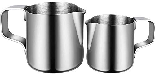 2PCS Pot à Lait 150ml/300ml, Milk Pitcher en Acier Inoxydable Pot à Lait Faire Mousser Pichet Art Latte Stylet Cuisine Maison Craft Café Latte Lait Pichet Pour Cappuccino Et Café Latte