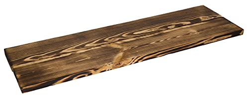 grosse geflammte Holzplanke Holzbohle 100 x 14,5 x 3cm Deko-Bastel-holz aus Nadelholz Schnittholz Holzbrett Kistenbrett (Geflammt, 2er set)