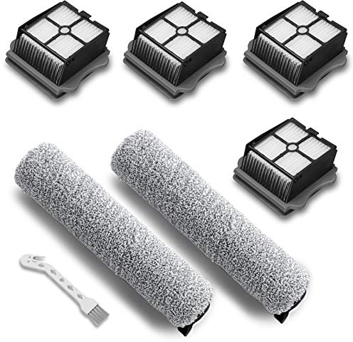 UOUOLONUN Replacement Parts for iFloor 3/Floor One S3 Wet Dry Vacuum Cleaner, 2 Pack Brush Rollers + 4 Pack Vacuum Filters
