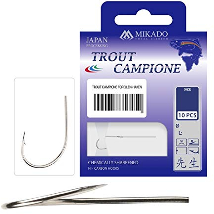 10 x MIKADO Trout Campione Forellenhaken Angelhaken Vorfach 2m Größe 6 / Ø0,22mm / 200cm