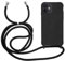 MyGadget Handykette für iPhone 12 Mini - [ Hülle mit verstellbaren Band ] - TPU Handyhülle mit Handyband zum Umhängen - Kordel Schnur Case Schutzhülle - Schwarz