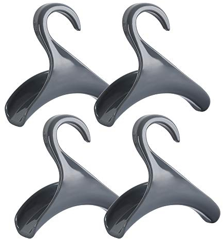 Tincogo Purse Hanger Hooks - Grey Acrylic Over-The-Rod Holder for Handbags, Purses, Backpacks, and Tote Bags - 4 Pack