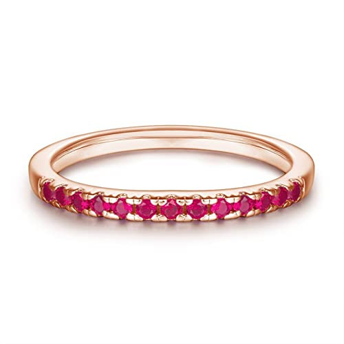 Hoisy Anelli Argento Bambina, Anello Infinito Oro Rosa Zircone Oro Rosa-Rosso Misurare 17