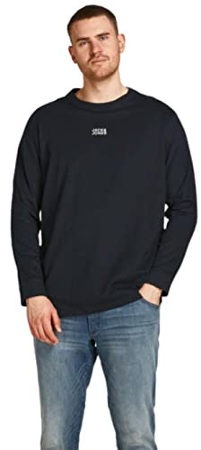 JACK & JONES Plus Size Men's Long Sleeve Classic Crew Neck Tee Shirt in Black US6XL