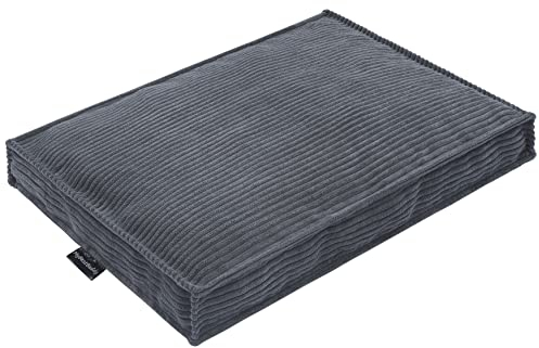 MyBestBuddy Hundekissen Visco grau 90x70 cm XL mit POSO-Cord Stoff mit Viscoseschaum und Komfortschaum-Flocken, 40°C waschbar - Hundebett/Haustierbett für große Hunde, 90 x 70 cm