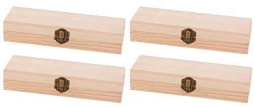 Cabilock Ästhetisches Etui 4 Stück Einfacher Bleistift Stift Blanko Künstlerverschluss Kunst Holz Pinsel Hobbys Büro für Khaki Unlackiert DIY-Karten Unfertige Bleistifte mit Holzbehälter