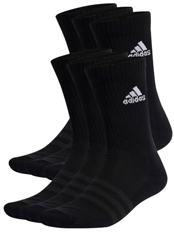 adidas Mixte Cushioned Sportswear Crew Socks 6 Pairs, Black / White, 10.5-12.5