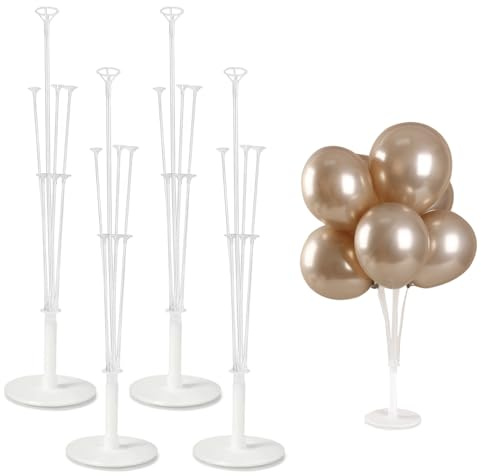 MUAEEOK 4 Set Balloon Stands for Table, 80CM Height Clear Reusable Table balloon Centerpiece Stand with 49 Balloon Cups and Glue for Birthday Party Wedding Festival Balloons Decorations