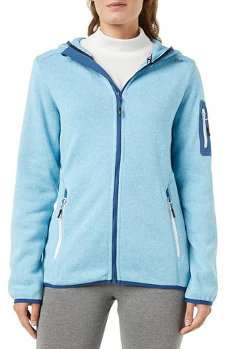 CMP - Damen-Knit-Tech-Jacke mit fester Kapuze, Himmelblaues Staubblau, D36