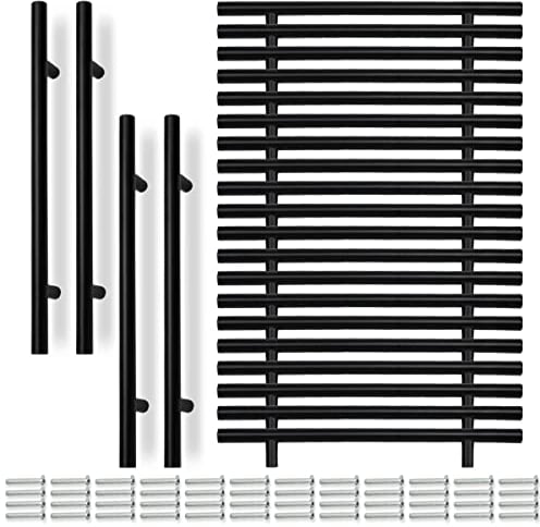 Bwintech 24 Pcs 300MM (192MM Hole Center) Matt Black Cabinet Pull Handles Kitchen T Bar Handles, Stainless Steel, Ideal for Cabinet, Drawer, Cupboard