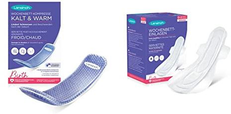 Lansinoh I Serviette Post-accouchement apaisante chaud/froid & Serviettes maternité I Extra absorbantes I Dès l'accouchement