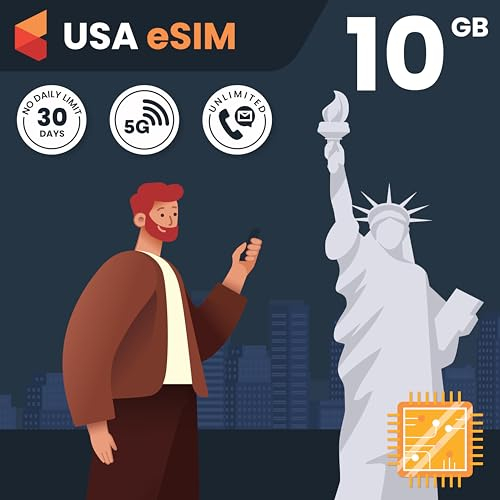 USA Travel eSim Card - T-Mobile eSim mit 10 GB Daten, Anrufen und SMS für 30 Tage in USA und Hawaii. Telefonnummer USA Für Reisende in die USA mit kompatiblen Mobiltelefonen