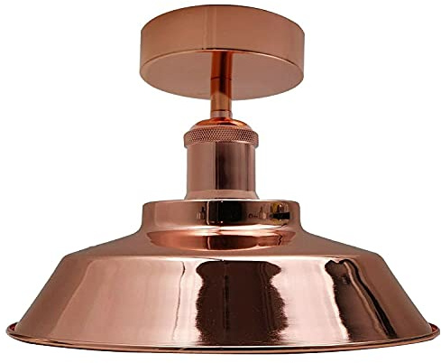DC VOLTAGE Industrielle halbbündige Deckenleuchten, Metall-Lampenschirm, Lampenfassung im Vintage-Stil, Leuchte für Küche, Wohnzimmer, Flur (Roségold)