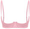 FEESHOW Women Sexy 1/4 Cup Bra Push Up Bralette Underwire Satin Bra Open Breast Brassiere Underwear Pink L
