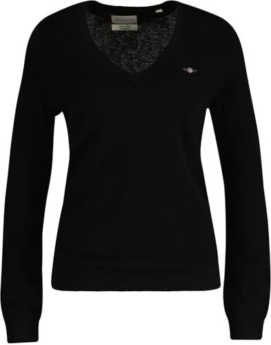 GANT Womens Lambswool V Neck Sweater Black L