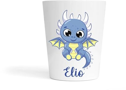 Gobelet Enfant Personnalisé Dragon Bleu – Gobelet Incassable 230ml Sans BPA – Tasse Bébé Prénom École ou Crèche – Polymère Léger – Rentrée Scolaire