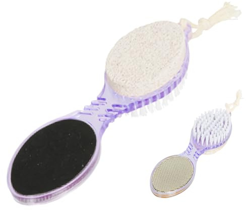 Edco 4in1 PEDIKÜRE-BÜRSTE Bimsstein Fußraspel Raspel Fußfeile Nagelbürste Schleifstein Hornhautentferner Fußbürste Fußpflege Pflege 3-Varianten 11 (Lila)