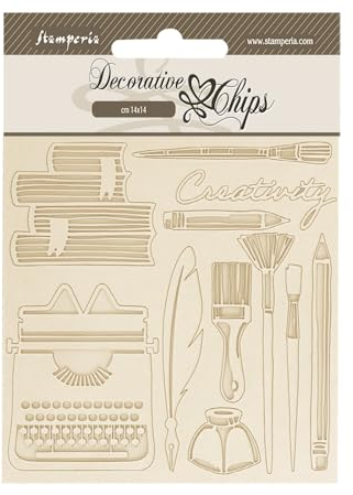 Stamperia - Decorative Chips for Scrapbooks, Albums, Card Making, Bullet Journals and More, Creativity, Laser Cut Cardboard Shapes, Easy to Glue, Perfect for Crafts and Gifting (Secret Diary)