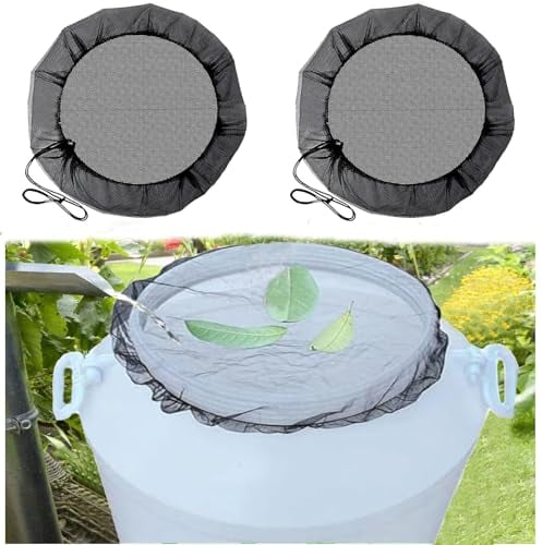 2 Piezas Red para Depósito de Agua de Lluvia,red para barril de lluvia,Cubierta de Malla de Agua con cordón Ajustable,para Mantener Mosquitos y Desechos Fuera del Barril de Lluvia