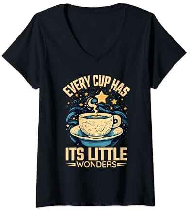 Damen Teetassen Liebhaber Outfit Morgentee Trinken Kostüm Teetassen T-Shirt mit V-Ausschnitt