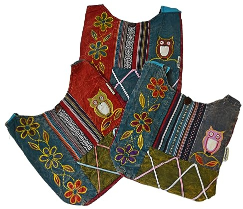 Simandra Patchwork Tasche Umhängetasche Handtasche Beuteltasche Tragetasche Schultertasche Tiermotiv (Eule)
