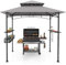 RELAX4LIFE Grillpavillon Wetterfest, mit Doppeldach, Grillüberdachung mit Seitenregalen, Ablagekorb, Haken & Flaschenöffner, BBQ Grill Pavillon, Outdoor Grillunterstand, Gartenpavillon (Grau)
