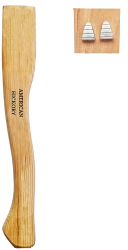 1 pack American Hickory Axe handle replacement for 14 axes that use 1-1/4 pound heads Complete Set with Wooden and Steel Wedges - Hatchet handle replacement - hickory hatchet handle replacement axe