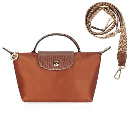 DOMAT Crossbody Tasche für Frauen, Chic leichte Geldbörse mit Leder Top-Griff, kompakte Clutch Bag, Schulter Handtasche (braun)