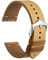WOCCI 18mm Leder Uhrenarmband, Vollnarbiges Kalbsleder (Gelb)