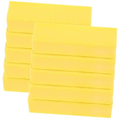 HONMEET 4-Sided Nail Buffer Block Set of 10 Yellow Sponge Nail Files for Manicure and Pedicure Tools for Home Use