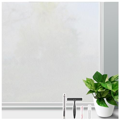 LEMON CLOUD Film Fenetre Anti Regard Film Occultant Fenêtre Opaque Vitrage Film Electrostatique Vitre Film Anti UV Dépoli pour Bureau Salle de Bain Chambre Cuisine 44,5 x 200 cm avec Outil
