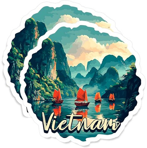 Vietnam Magnet 4 inch 2 Pack Vinyl for Souvenir Gift Refrigerator Fridge Dishwasher ID 44999
