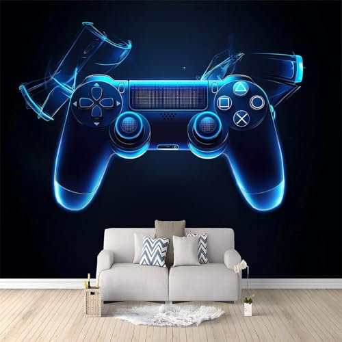 3D Vliestapete Blauer Gamecontroller 400x280 cm Fototapete, Wanddeko, Wandbild, Wandtapete, Vlies Tapete, Wohnzimmer Schlafzimmer Büro Flur Wand Dekoration