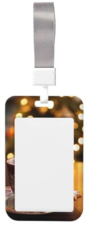 Porte-badge vertical en forme de sapin de Noël et chocolat chaud avec lanière pour badge d'identification vertical pour bureau, personnel, infirmière, médecin