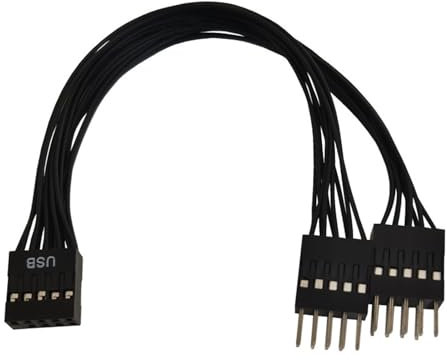 Adaptador divisor USB de 9 pines de 10 cm de 1 a 2 puertos USB para placa base de computadora, cable interno de 9 pines, conector de extensión USB