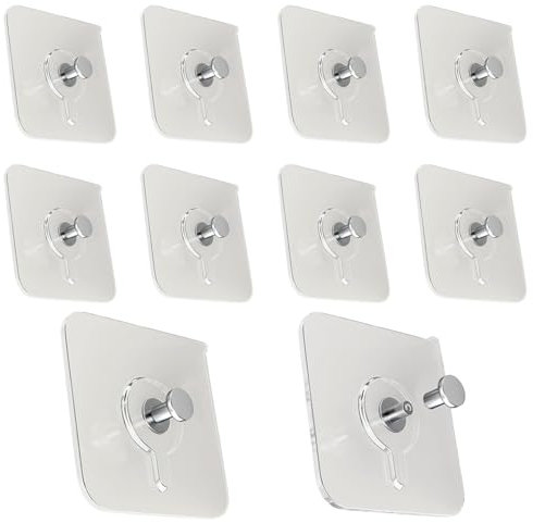 QZKJQDD Picture Hook, Picture Hooks No Nails, Self Adhesive Wall Nail, No Drilling Frame Hanging Hook, Strong Nail Free for Hanging Photo Frame, Wall Clock, Kitchen Accessories Items (10Pcs)