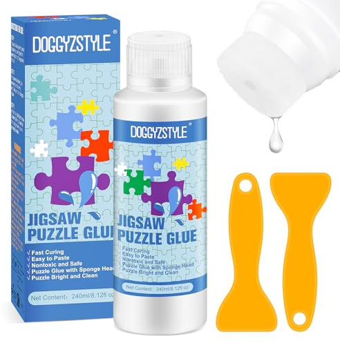 240ML Pegamento para Rompecabezas actualizado con aplicador, Pegamento Transparente Soluble en Agua para Rompecabezas Especial para Manualidades, no tóxico y de Secado rápido