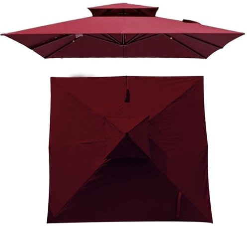 CZQGLYM 3 x 3 m,2.5 x 2.5 m,Carré Toile de Rechange,Auvent de Rechange pour Déporté Parasol de Terrasse,Auvent de remplacement pour parasol de 8 baleines,Pour extérieur (Red,3x3m(9.8ft x 9.8ft))