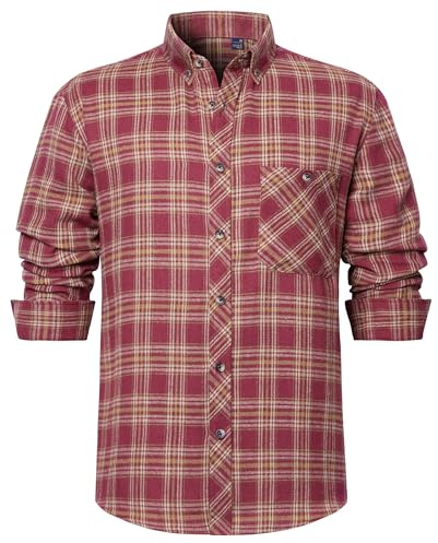DEMEANOR Flanellhemd Herren Kariertes Hemd Langarm Freizeithemd Holzfällerhemden Karohemd mit Brusttasche