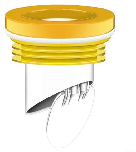 Jotekonoby WC-Flansch-Dichtring mit Rückschlagventil, Anti-Rückfluss, auslaufsichere WC-Dichtung für Badezimmer 100–110 PVC-Rohr, zuverlässig und langlebig (gelb)