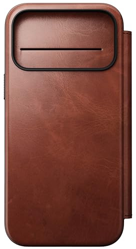 NOMAD Modern Leather Folio | für iPhone 17 Pro Max | Schutzhülle aus Polycarbonat und hochwertigem Echtleder Ummantelung | MagSafe-kompatibel | Olde Dublin Horween