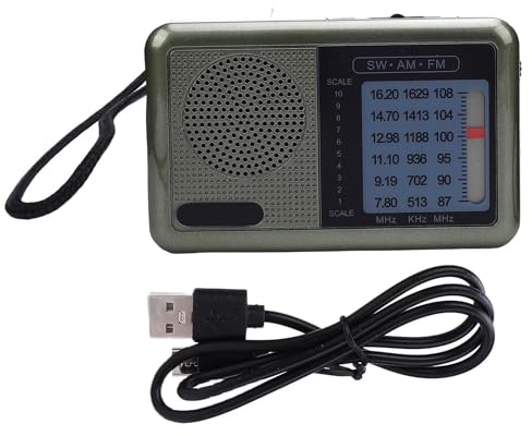 Sxhlseller AM-FM-SW Radio, HiFi, USB, Tragbar, 14x8x5 cm | FM 87-108 MHz, AM 513-1629 kHz, SW 7,80-16,20 MHz, USB-Laden, Tragbar, HiFi-Sound