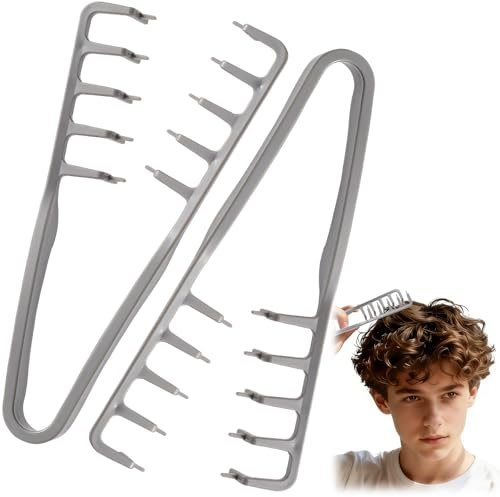 Textur Kamm, Lockenkamm, NlsqEU Haarkamm, Texture Comb, 2 StüCk Styling Kamm mit Textur, Tooth Hair Styling Comb, Breiter Zahnkamm, GroßZahnkamm, für Damen & Herren